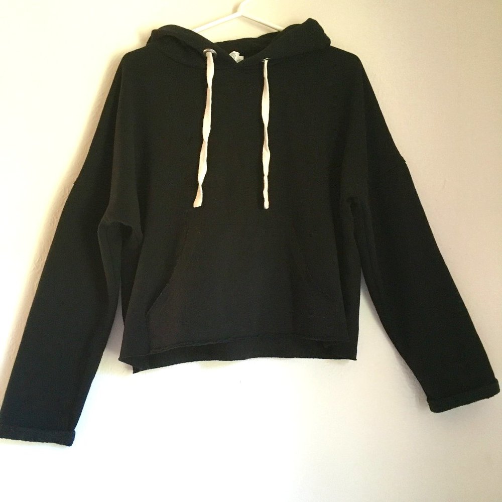 Black Cropped Hoodie
